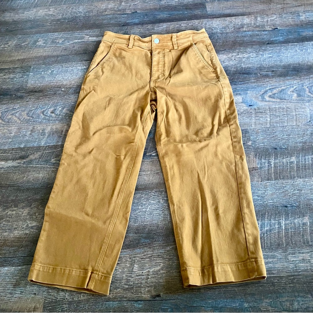Everlane Cropped Straight short Mustard Brown High Rise Pants Women
